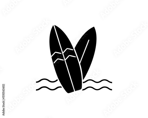 creative details Outline silhouette surfboard beach water icon vector illustration