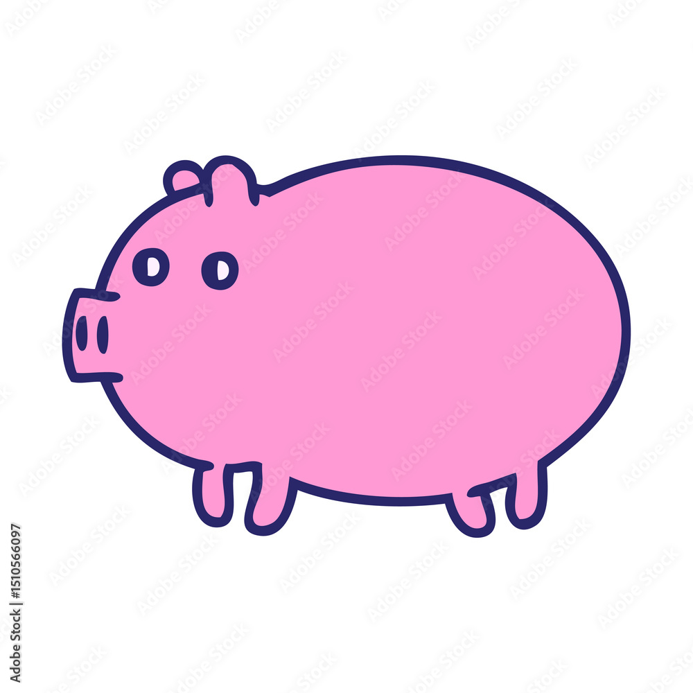 gradient shaded cartoon of a fat pig gradient shaded cartoon of a fat pig