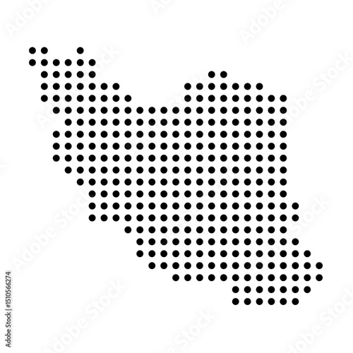 Iran country dotted map. Black spot pixel illustration isolated on white background. Vector circle mosaic.