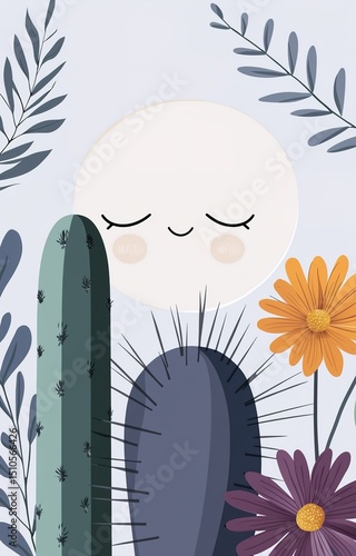 beautiful wallpaper background plants and flowers and cactuses, relaxing, vibrant isolated background 