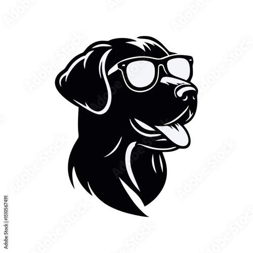 Labrador retriever dog logo vector black white illustration