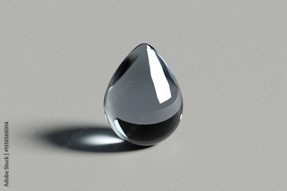 Floating single droplet with reflection and shadow Floating single droplet with reflection and shadow