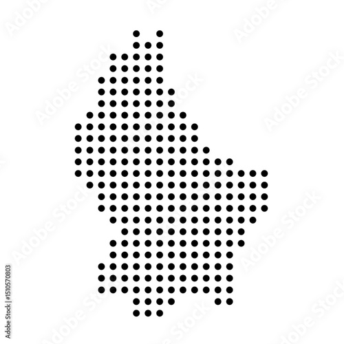 Luxembourg country dotted map. Black spot pixel illustration isolated on white background. Vector circle mosaic.