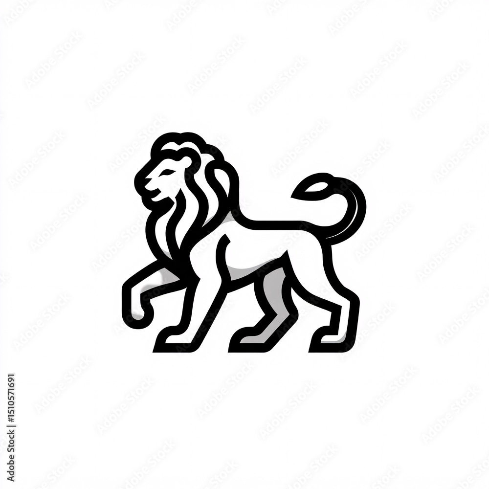 Fototapeta premium Minimalistic Side View Lion Logo Design with Monoline Aesthetic
