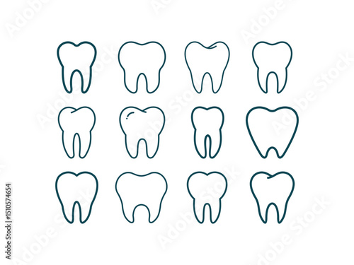 Dental Teeth Stock Vector Logo Collection Set