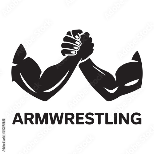 Arm wrestling or armwrestling sport flat vector icon for sports apps and websites. Vector black silhouette. with white background