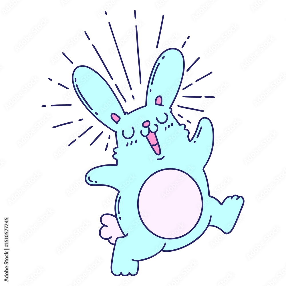 Fototapeta premium illustration of a traditional tattoo style prancing rabbit