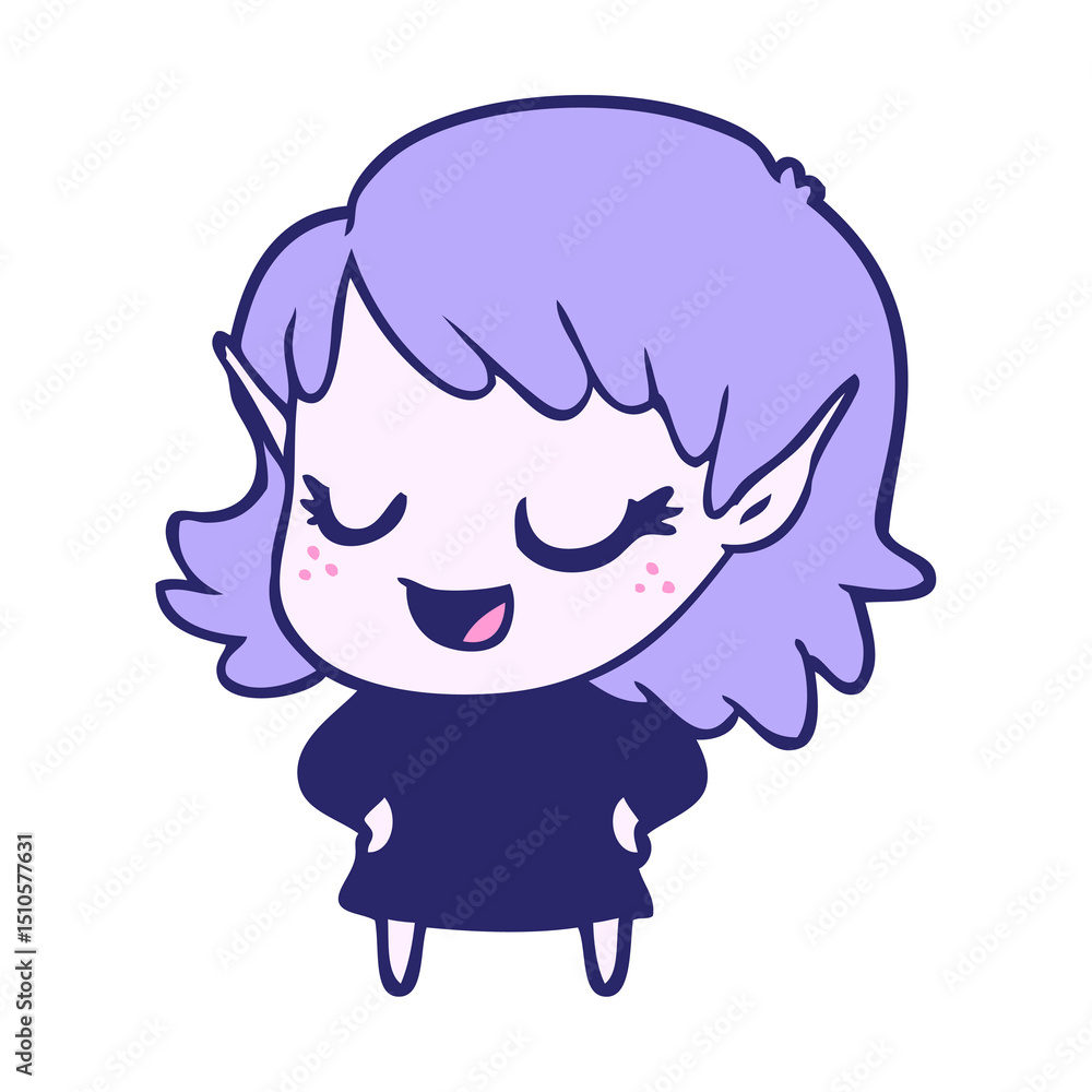 happy cartoon elf girl happy cartoon elf girl