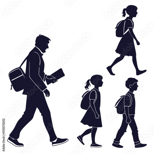 silhouette Man girl students classmates pictogram icon on white background