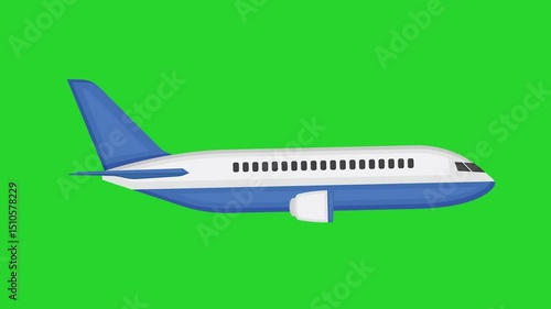 Wallpaper Mural Cartoon airplane animation with transparent green screen background. High-resolution chroma key footage for easy background replacement in video editing Torontodigital.ca