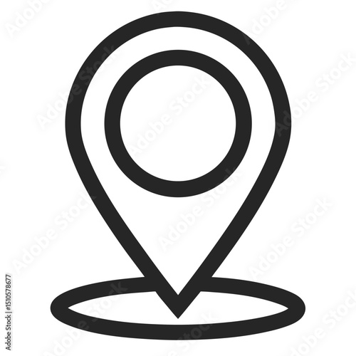 Simple black line location pin icon graphic design