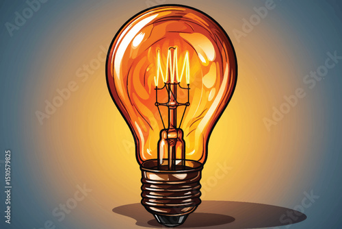 Photo of light bulb with yellow shining