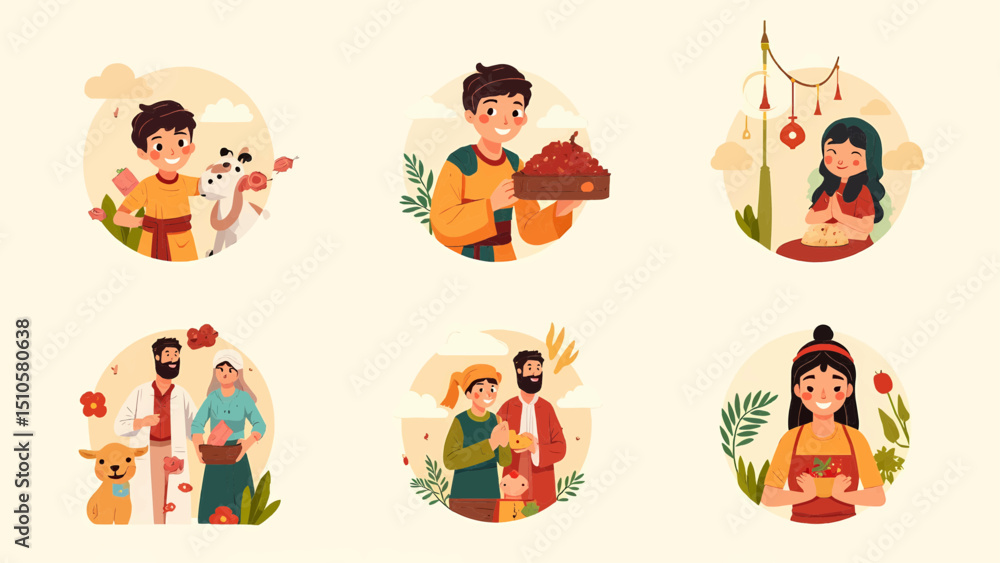 Fototapeta premium Celebrating Eid al-Adha A Family's Harvest and Traditions