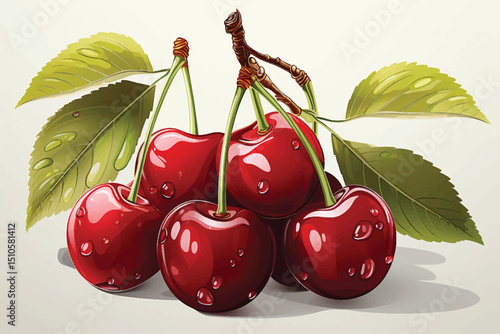 cherry isolated on white background, full depth of field, clipping path
