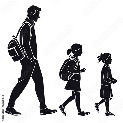 silhouette Man girl students classmates pictogram icon on white background