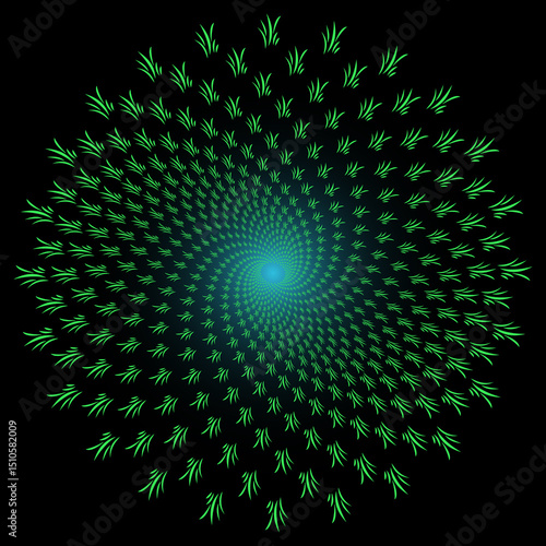 Radiant spiral pattern - abstract mathematical design on dark background for graphic design and modern art concept