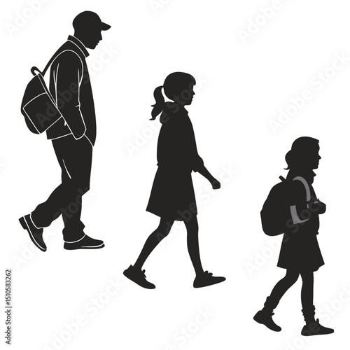 silhouette Man girl students classmates pictogram icon on white background