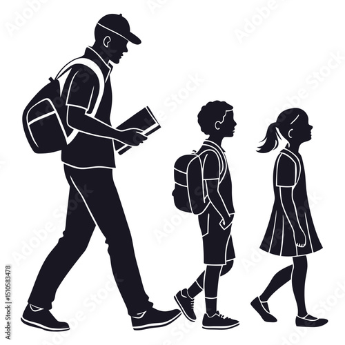silhouette Man girl students classmates pictogram icon on white background