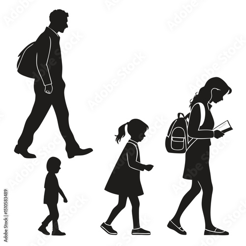 silhouette Man girl students classmates pictogram icon on white background