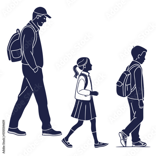 silhouette Man girl students classmates pictogram icon on white background