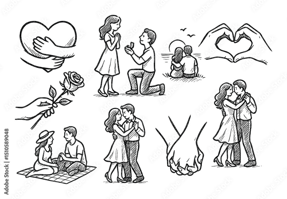 Obraz premium Romantic Icon Sketches