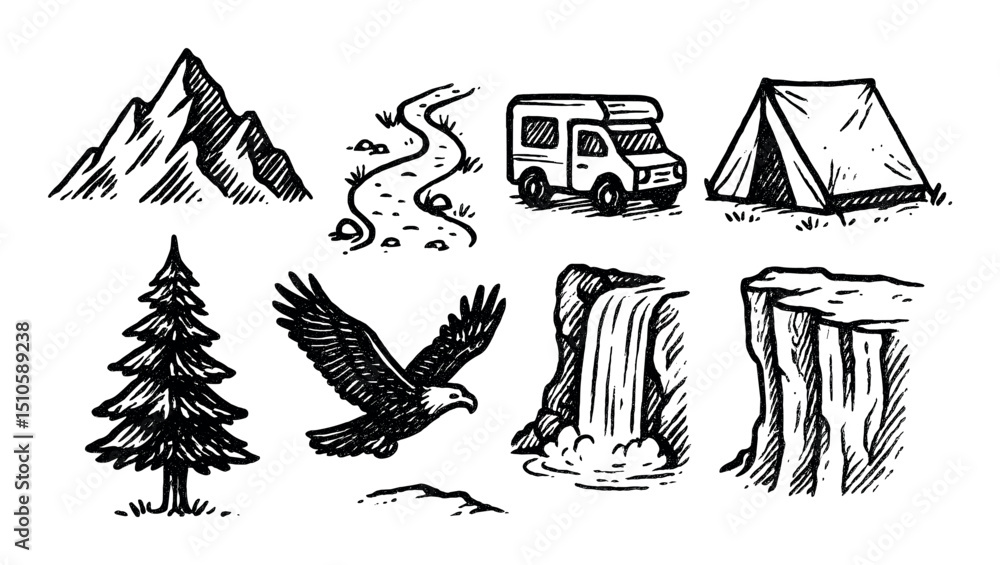 Fototapeta premium Outdoor Adventure Icons