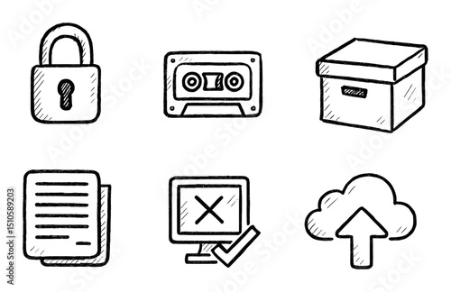 Hand-Drawn Data Security Icons