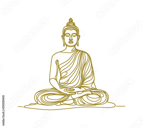 line art sketch drawing - budha monk in yoga meditate pose (artwork 2)