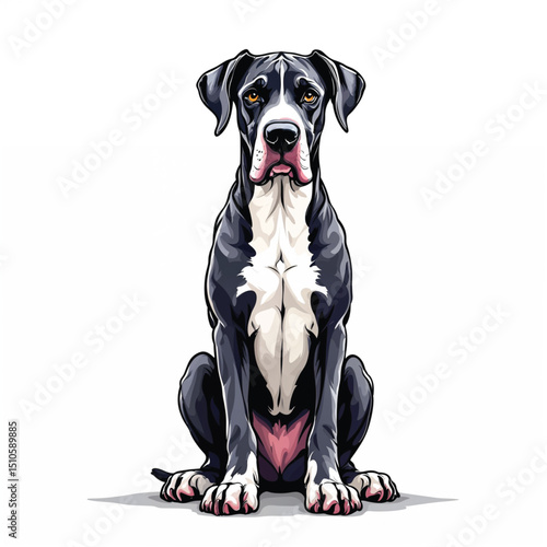 Adorable Cartoon Great Dane Puppy Vector Illustration