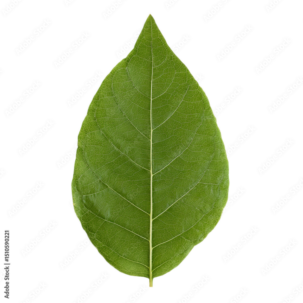 Obraz premium Single green leaf isolated on transparent background, png