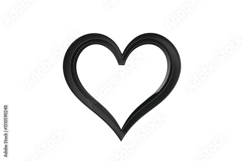 Simple black heart outline symbol on white background representing love affection and emotional connection for romantic or decorative themes