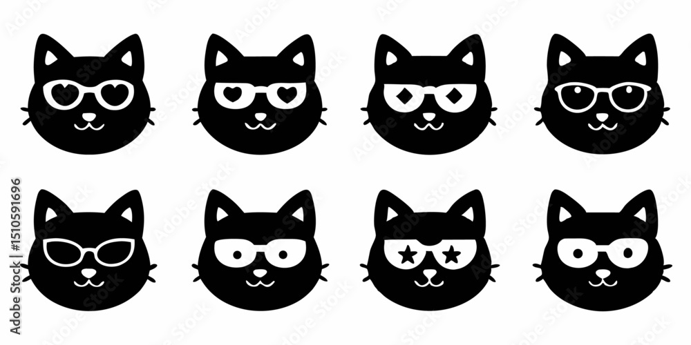 Fototapeta premium Cool cat icon design featuring sunglasses a single icon from a set of various cat icons
