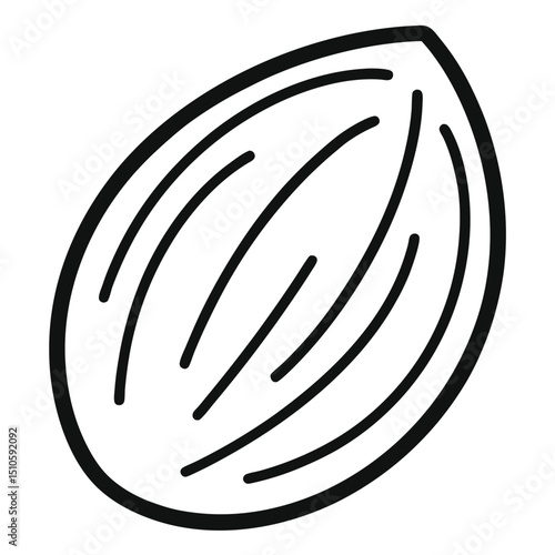 almond nut outline icon isolated on white background