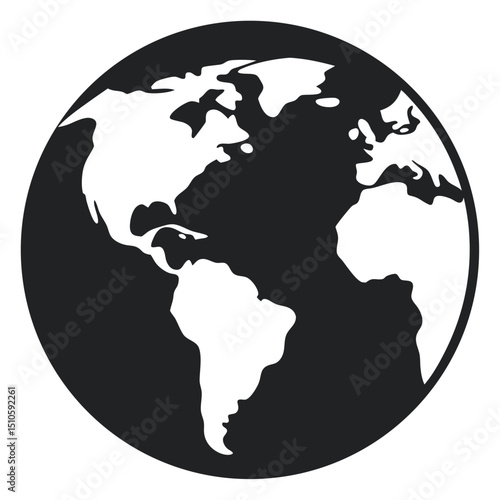 earth globe silhouette icon on white background