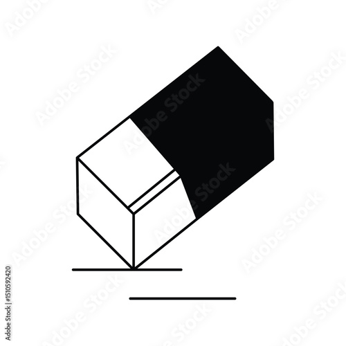 Eraser glyph icon with white background vector stock illustration