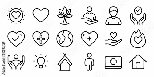 Care icon design thin line style charity generous sympathetic symbol