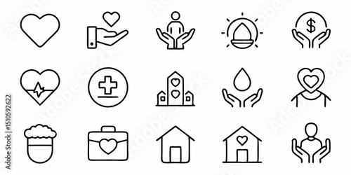 Care icon design thin line charity symbol representing generosity and sympathy