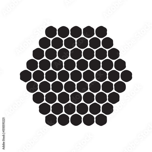 Honeycomb honey comb hexagonal pattern flat icon for apps and websites, Vector black silhouette. with white background