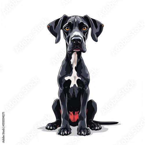 Adorable Cartoon Great Dane Puppy Vector Illustration