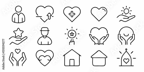 Care icon design thin line style charity generous sympathize symbol