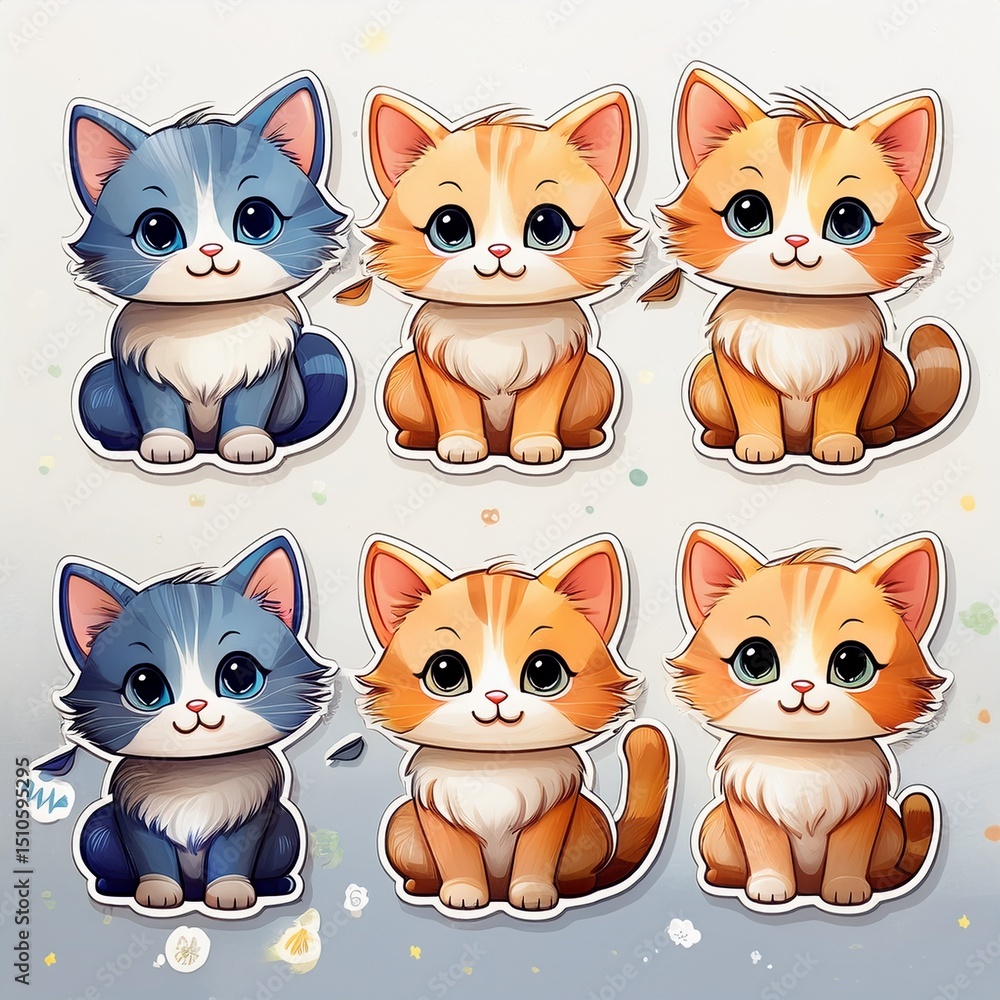 Obraz premium Stickerbogen: Babykatzen