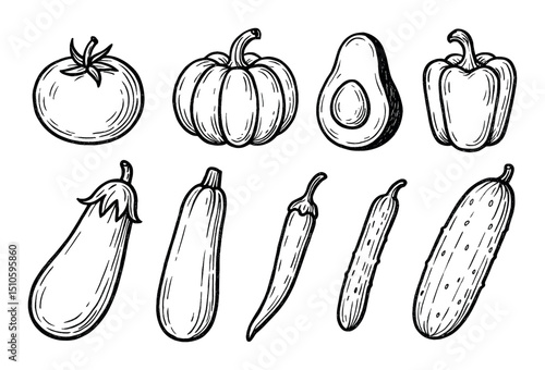 Vegetable Sketch Icons