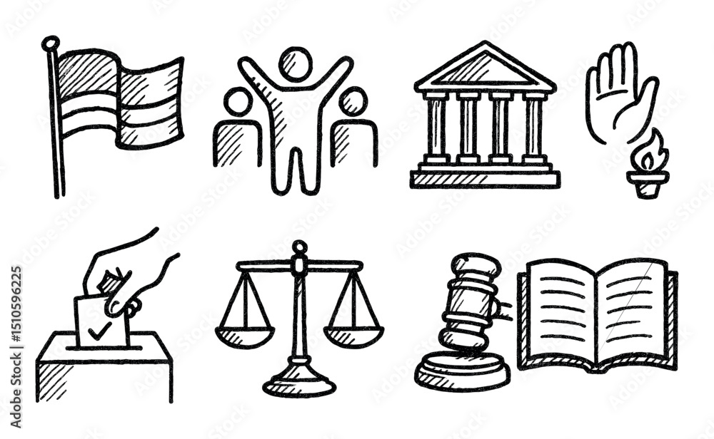 Fototapeta premium Democracy Icon Sketches