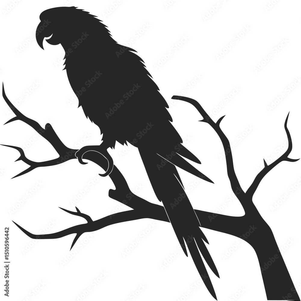 Fototapeta premium Silhouette parrot on white background