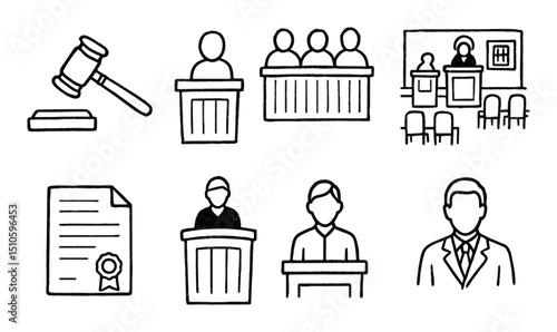 Courtroom Icon Set
