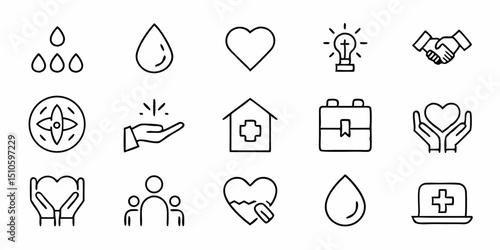 Care icon design thin line style charity generous sympathize symbol