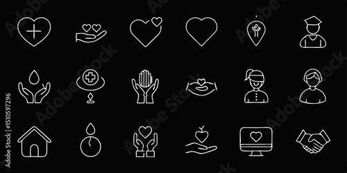 Care icon design thin line style charity symbol representing generosity and sympathy
