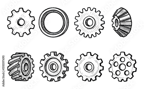 Hand-Drawn Gear Icons