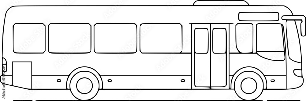 Big long passenger bus icon. Black outline linear silhouette. Editable strokes. Side view. Vector simple flat graphic illustration.
Big long passenger bus icon. Black outline linear silhouette. Editable strokes. Side view. Vector simple flat graphic illustration.