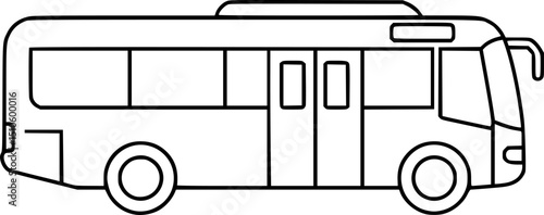 Big long passenger bus icon. Black outline linear silhouette. Editable strokes. Side view. Vector simple flat graphic illustration.
